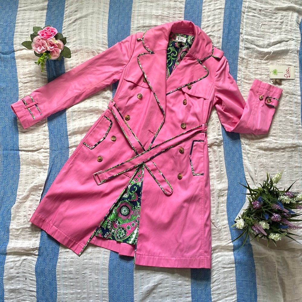 🌸pink Lilly Pulitzer trench coat 🧥